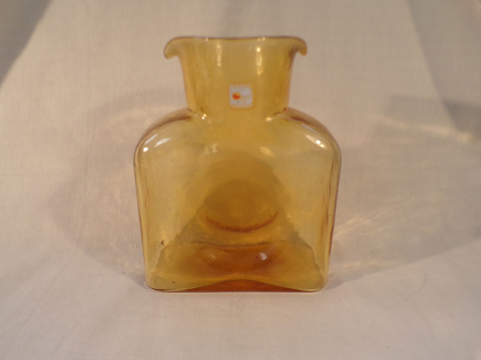 Vintage Blenko Amber Water Bottle with Sticker. (1 of 2)