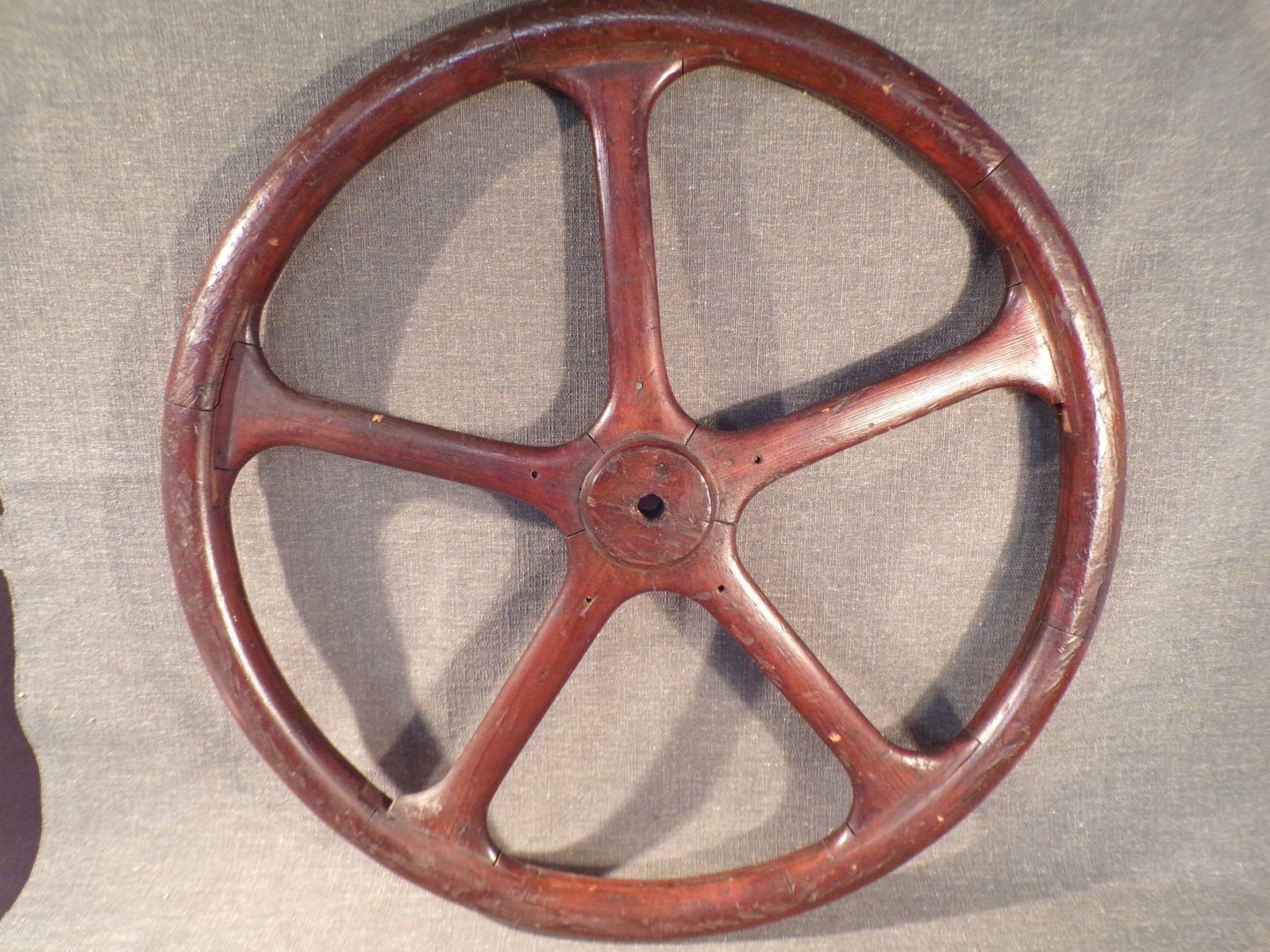 Antique Wooden Steering Wheel - (Boat, Car, Tractor, Industrial?) (1 of 4)