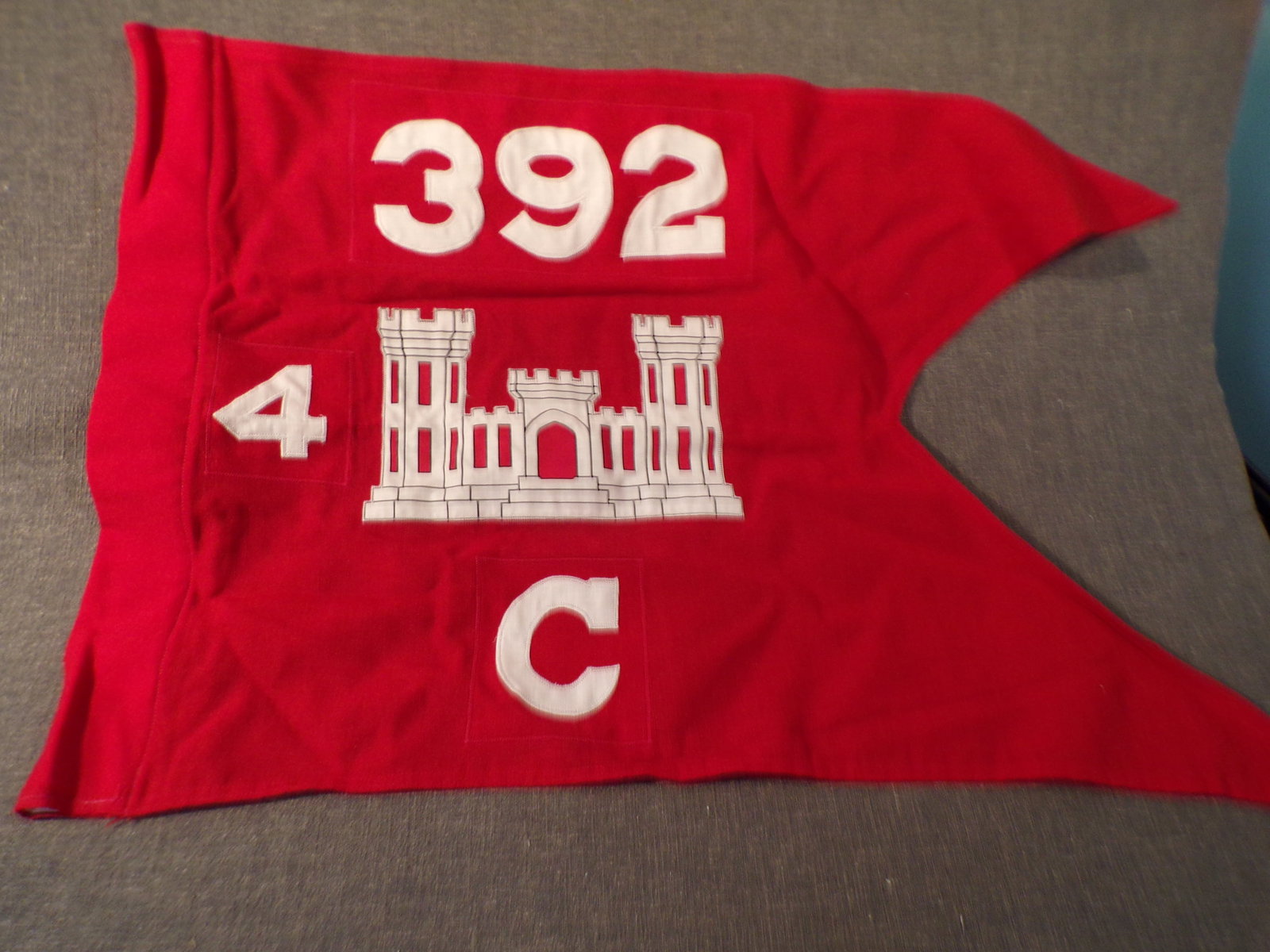 Vintage US Military WW2 Guidon Flag 392nd Batallion Engineers - 4th Battalion - Company C (1 of 1)