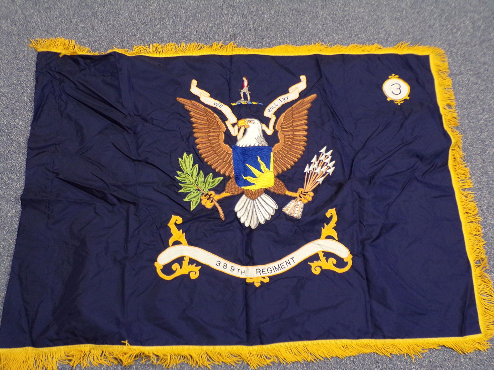 Vintage US Military WW2 Flag 389th Regiment (BCT), 3rd Brigade, 98th Training Division Embroidered (1 of 2)