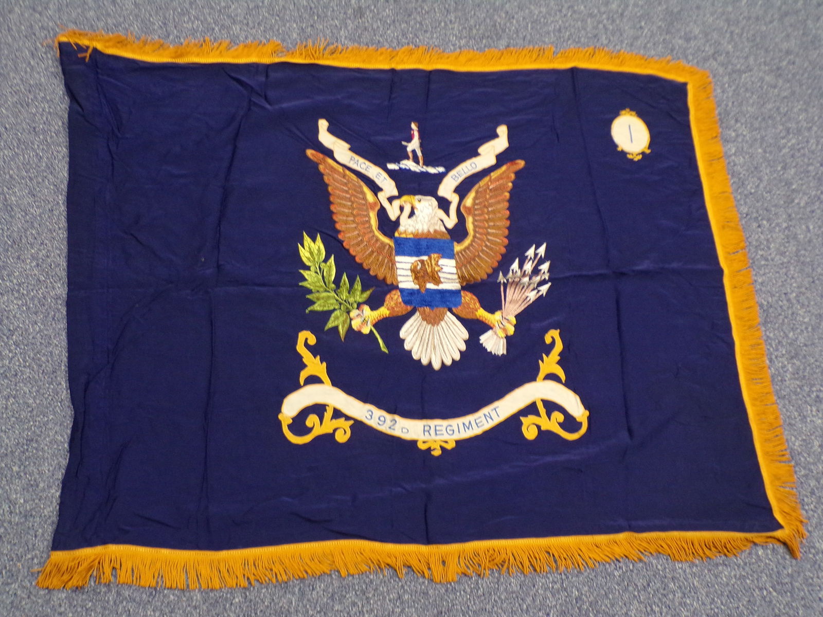 Vintage US Military WW2 Flag 392nd Infantry Regiment "Pace et Bello Paratus" 1st Battalion -Dated (1 of 1)