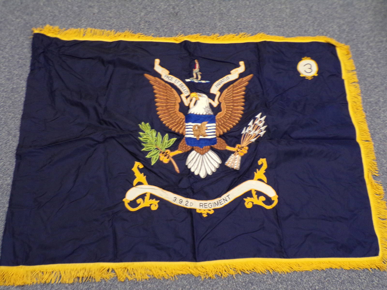 Vintage Us Military Ww2 Flag 392nd Infantry Regiment "pace Et Bello