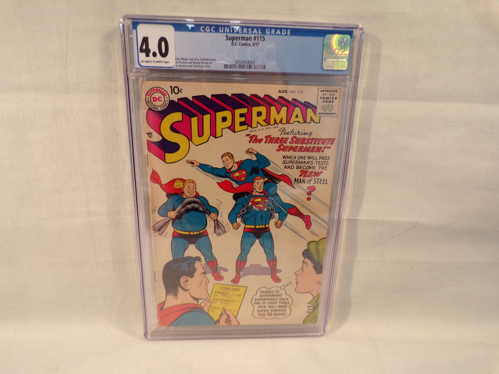 Superman #115 CGC 4.0 DC Comics 1957 Superman Featuring The Three Substitute Supermen. (1 of 3)