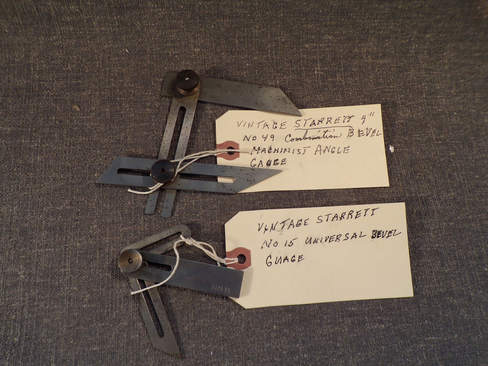 Lot of 2 Vintage Starrett Bevel Gauges. #49 and #15. Protractor Machinist Angle Gauge (1 of 3)