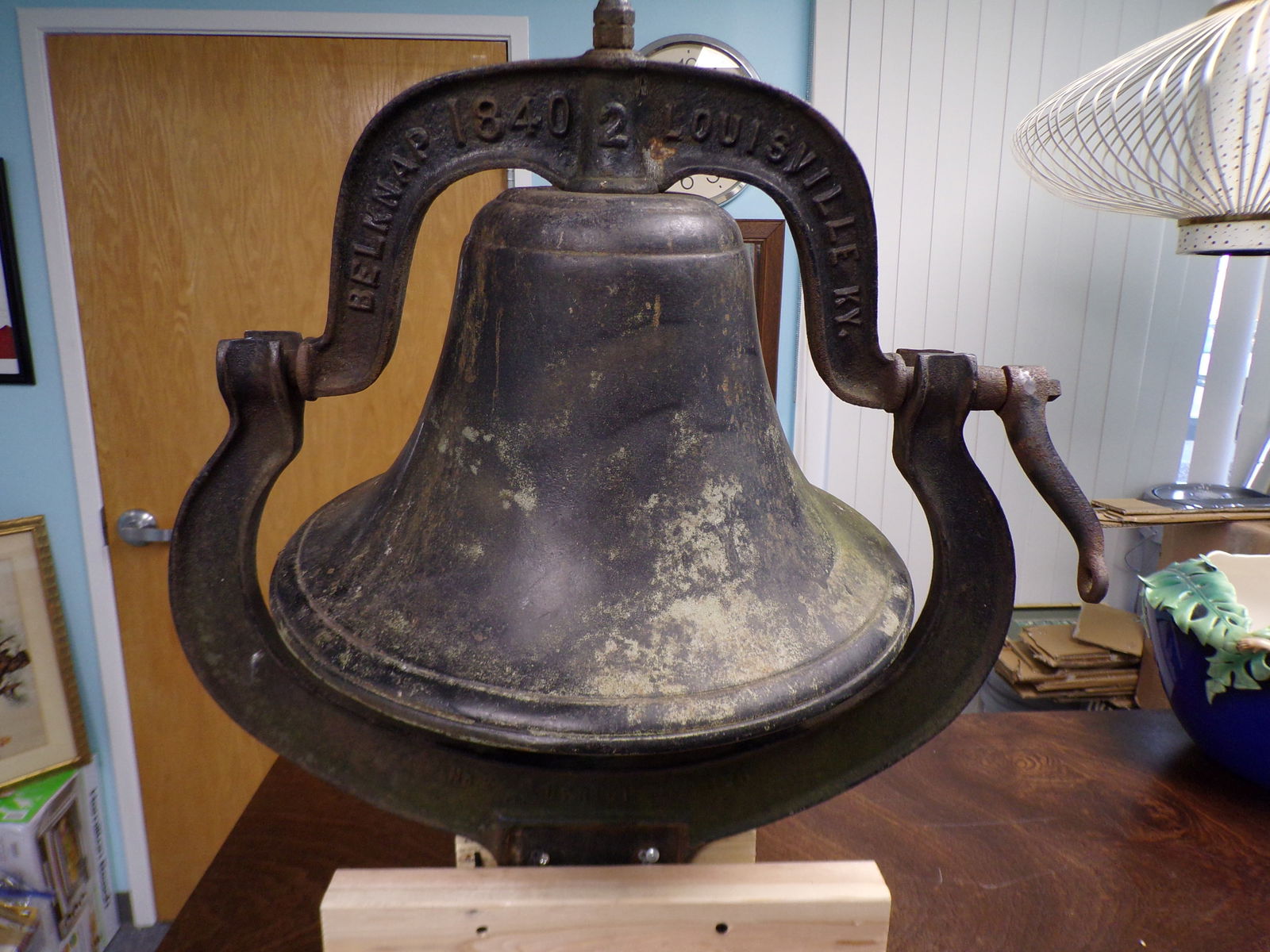 Antique 1840 Cast Iron Belknap Bell w/ Crystal Metal #2 Yoke - Louisville, KY (1 of 8)