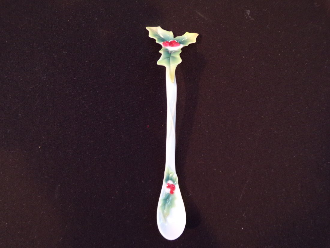 Vintage Franz Porcelain: "Holiday Beginnings" Chickadee Design Sculptured Spoon (1 of 2)