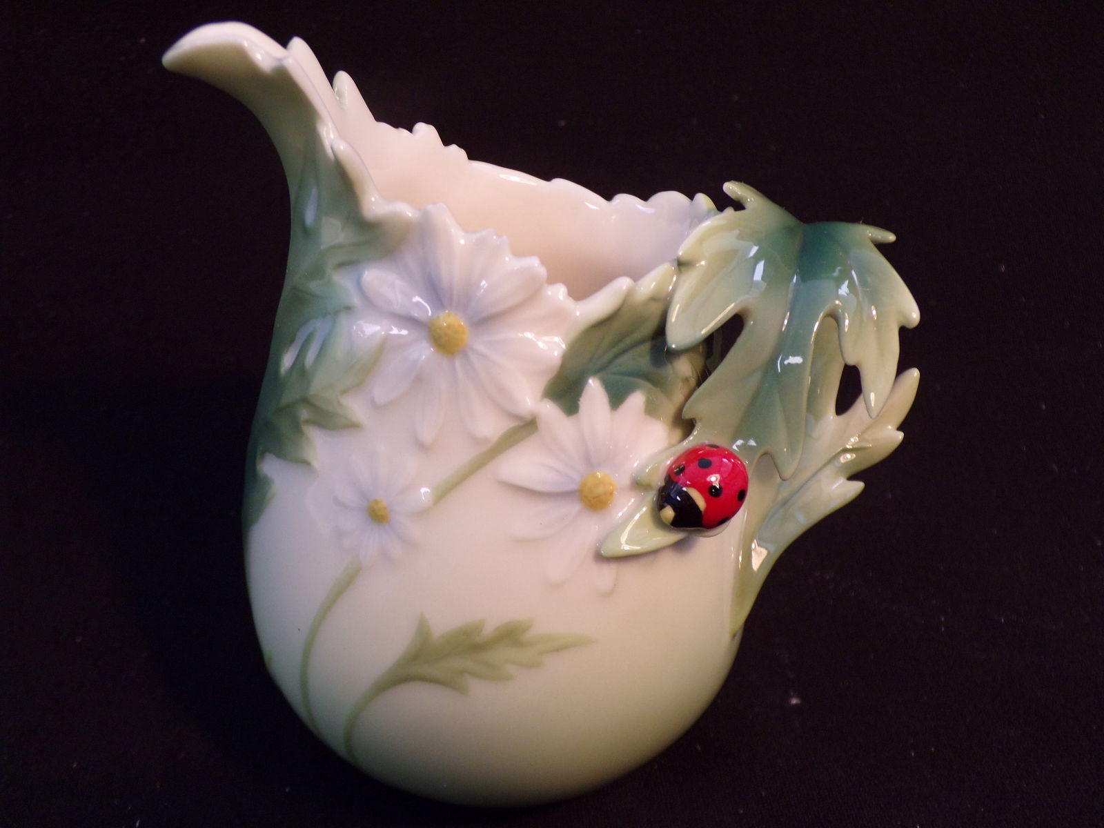 Vintage Franz Porcelain: Ladybug Design Sculptured Porcelain Creamer. (1 of 3)