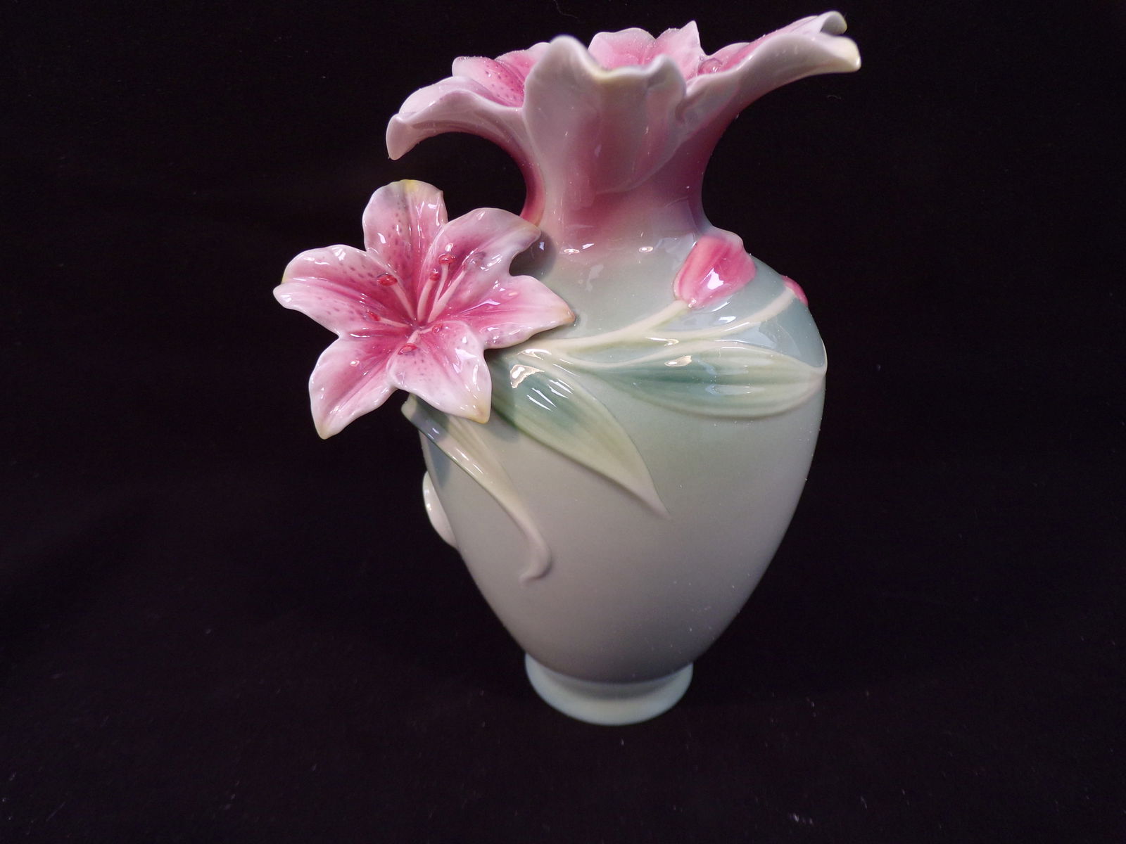 Vintage Franz Porcelain: Lily Design Sculptured Porcelain Small Vase (1 of 3)