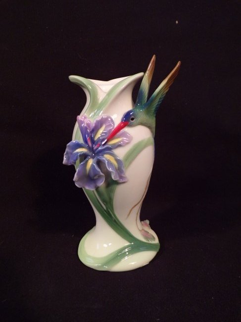 Vintage Franz Porcelain: Long Tail Hummingbird Design Sculptured Porcelain Candleholder . (1 of 2)