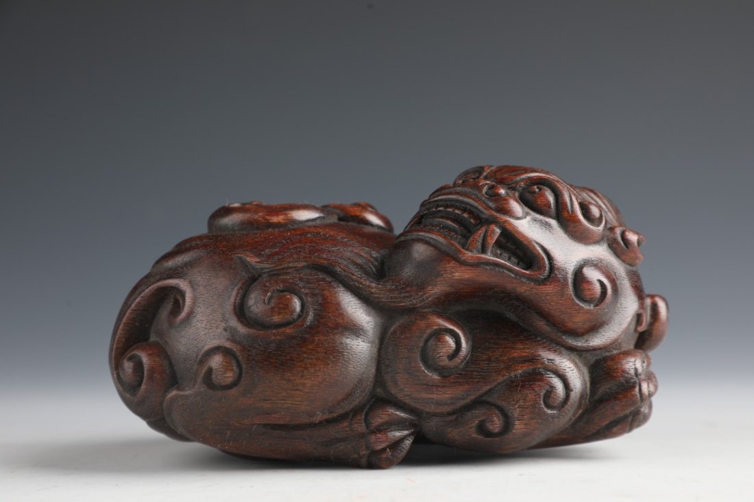 Antique Chinese Old Collection Agarwood Ancient Beast Yongzheng Imperial (1 of 9)