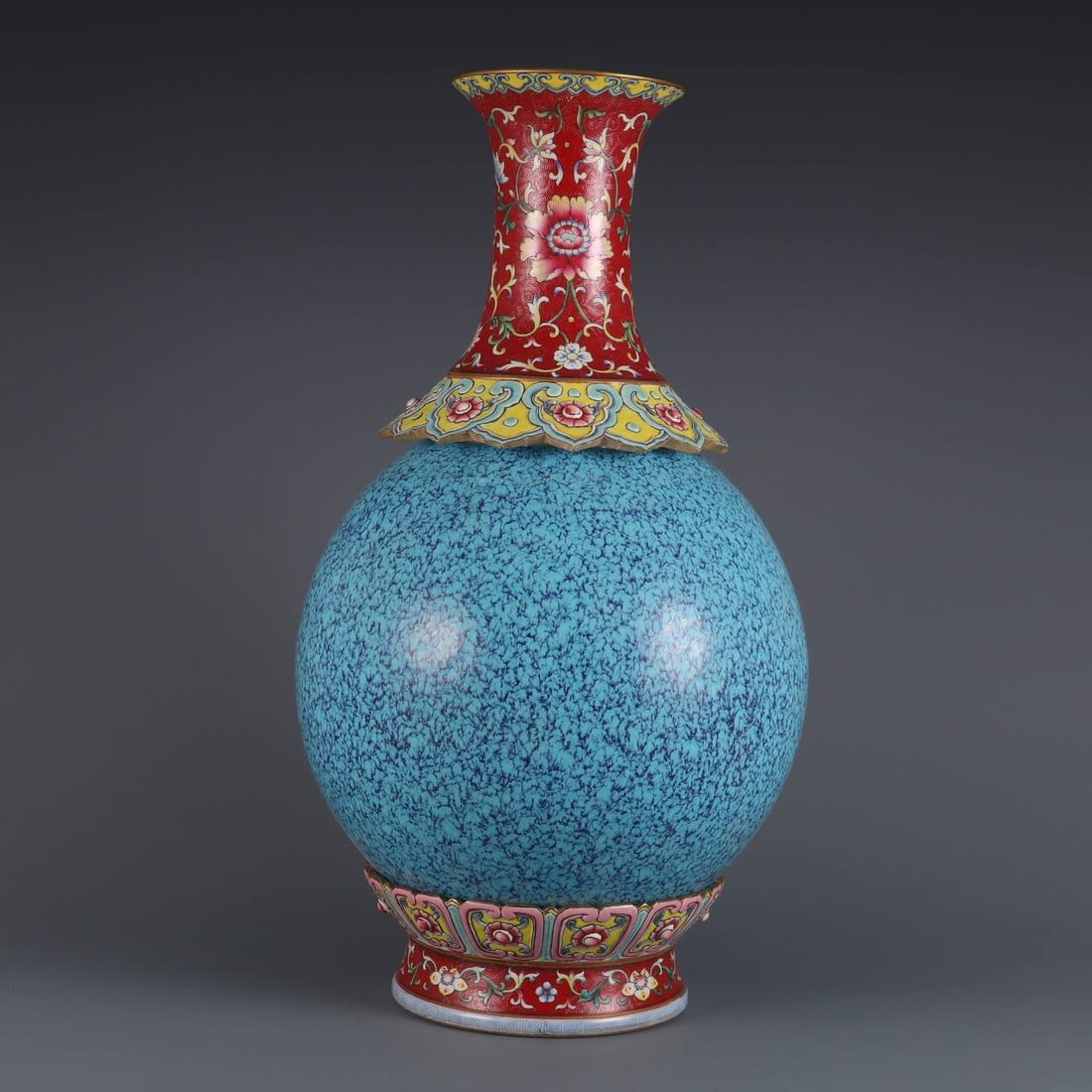 Rouge-red passionflower flower set, Jun-glazed lotus petal revolving vase (1 of 9)