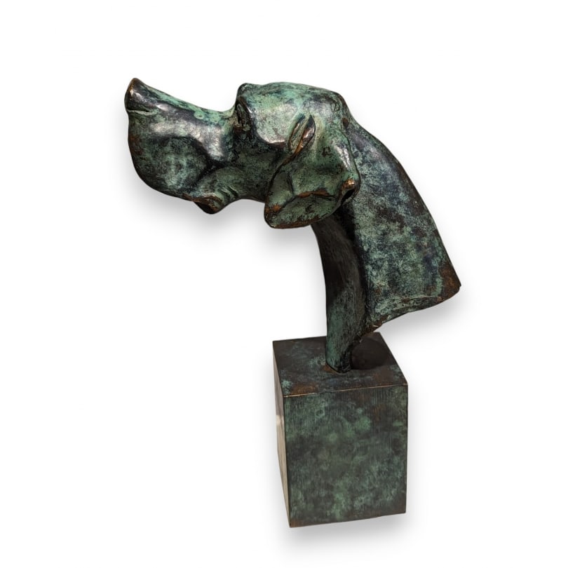 20th century Italy Bronze bust of a spaniel signed RABITTI Numbered 6/25: Bronze bust of a spaniel with green patina signed RABITTI (César 1949-2012)Numbered 6/25Origin: ItalyPeriod: 20th centuryMaterials: BronzeDimensions: Ht 29 x 22 x 12 cm