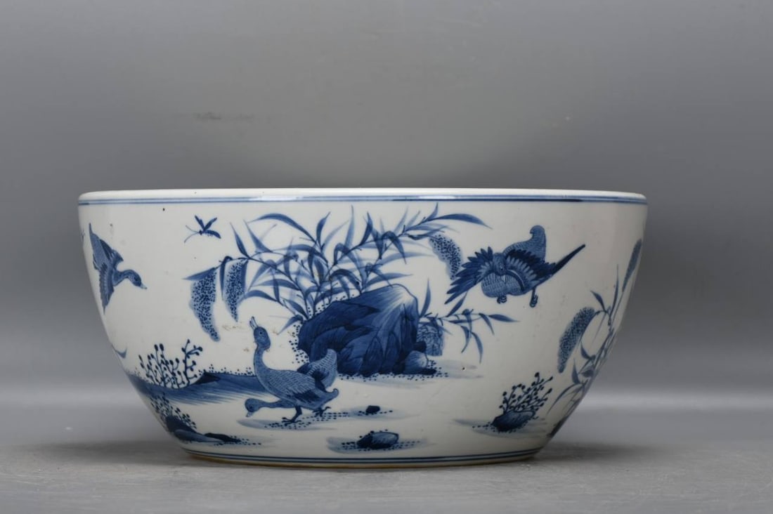 Large Chinese Blue-and-White Porcelain Bowl, Kangxi Period (1662–1722), Qing Dynasty (1 of 9)