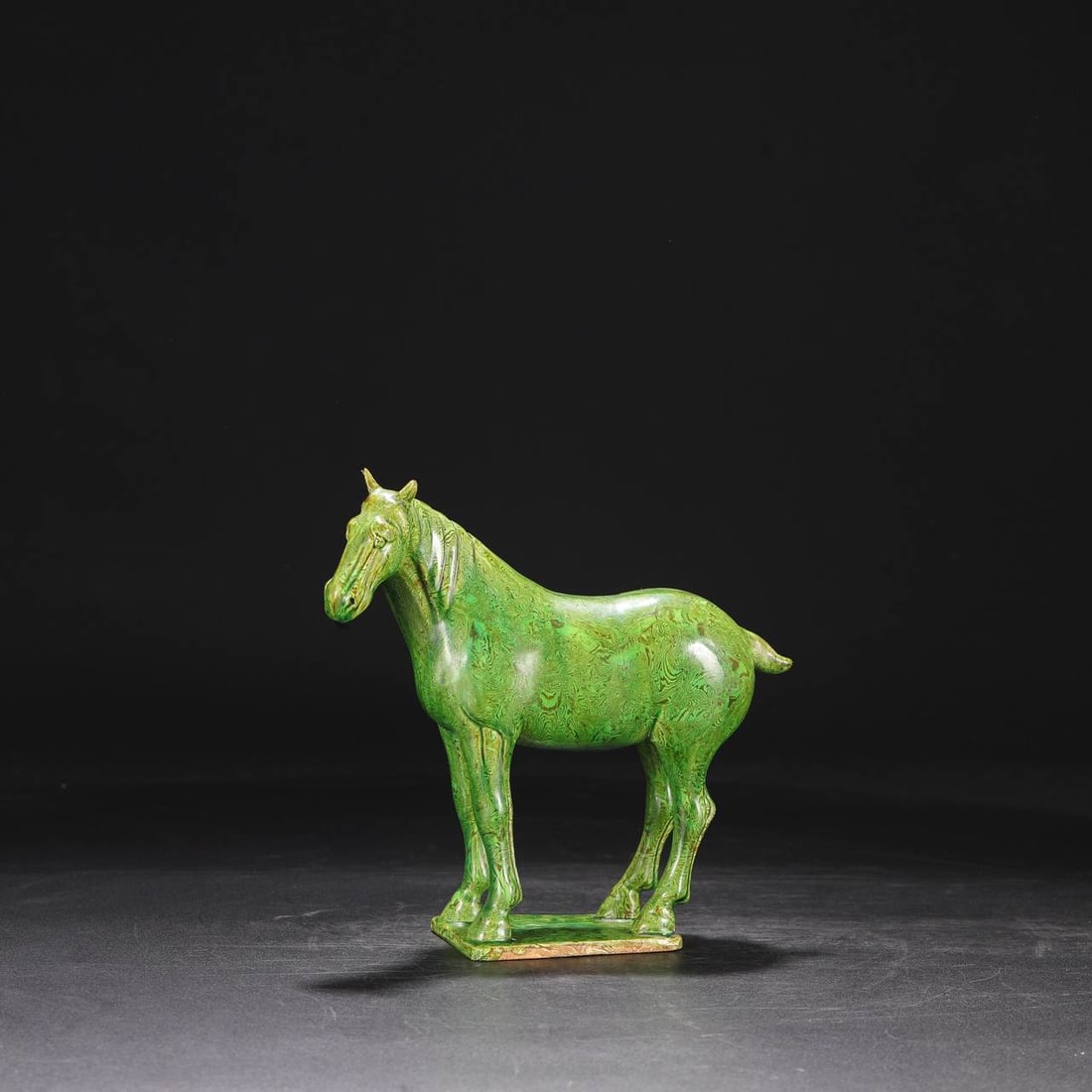 Tang Dynasty, Gongxian kiln green-glazed marbled horse (1 of 7)