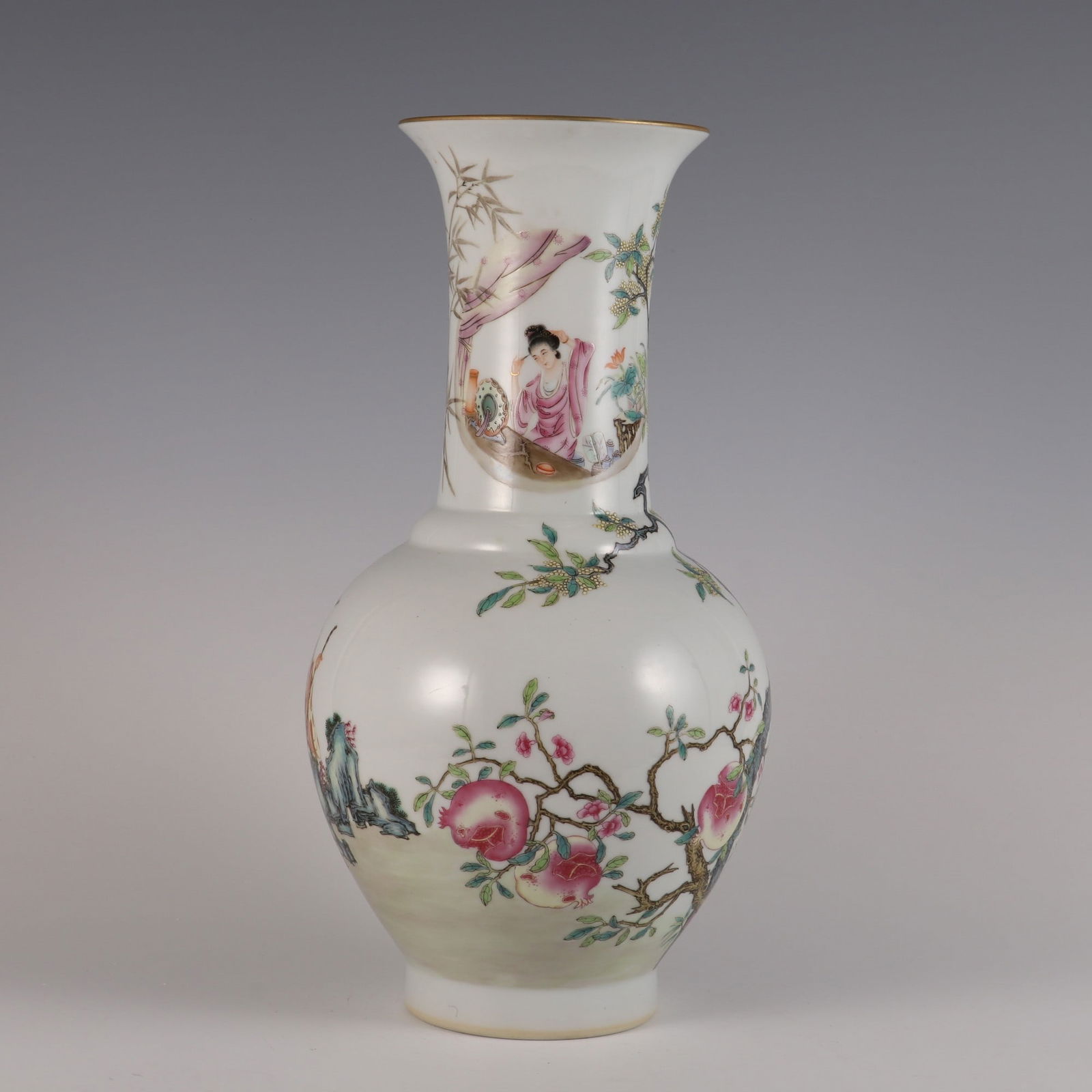 A large famille rose vase depicting flowers, birds, figures, and scenes, made during the Yongzheng (1 of 11)