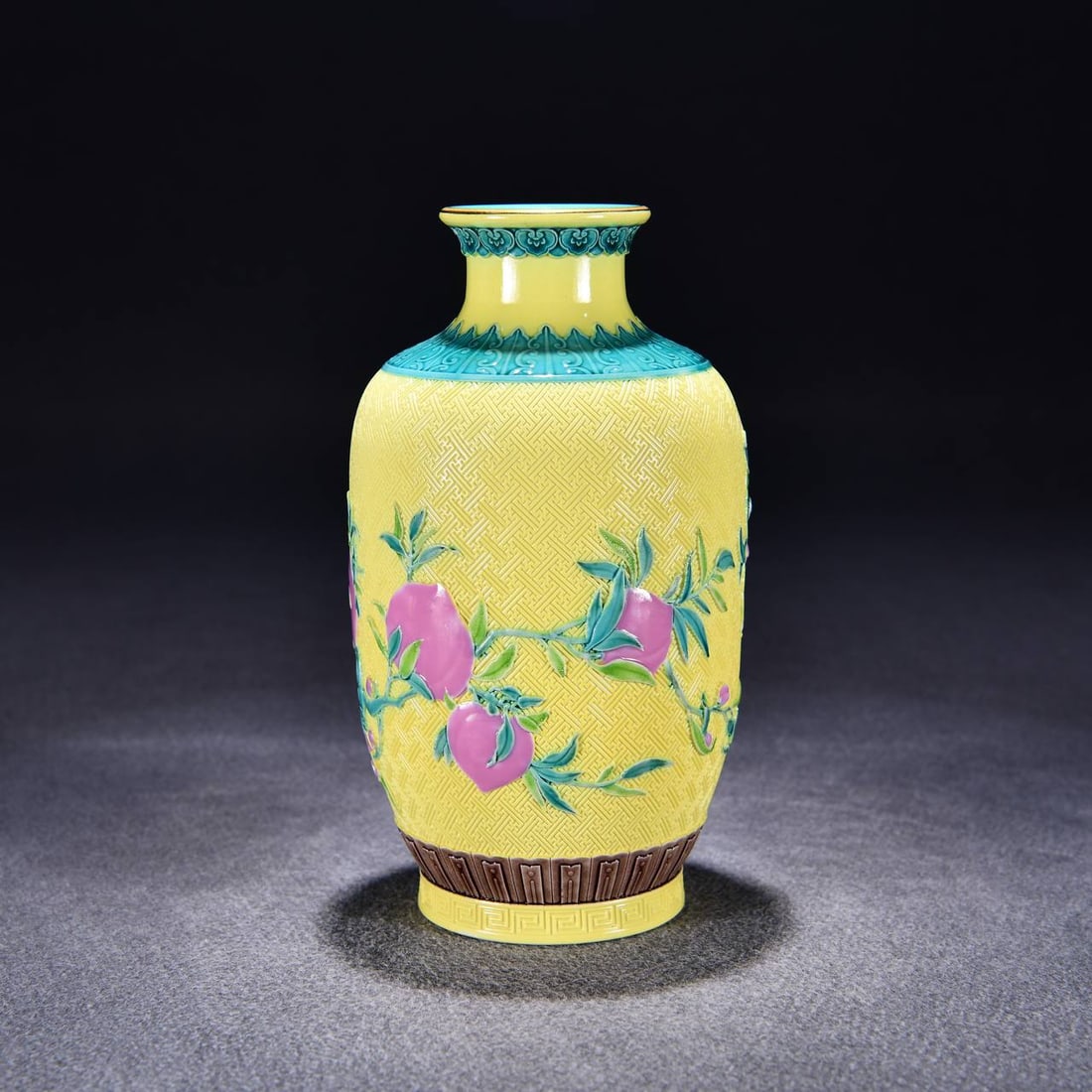 A Qing Dynasty Qianlong period plain sancai (three-color glazed) plum vase (1 of 8)