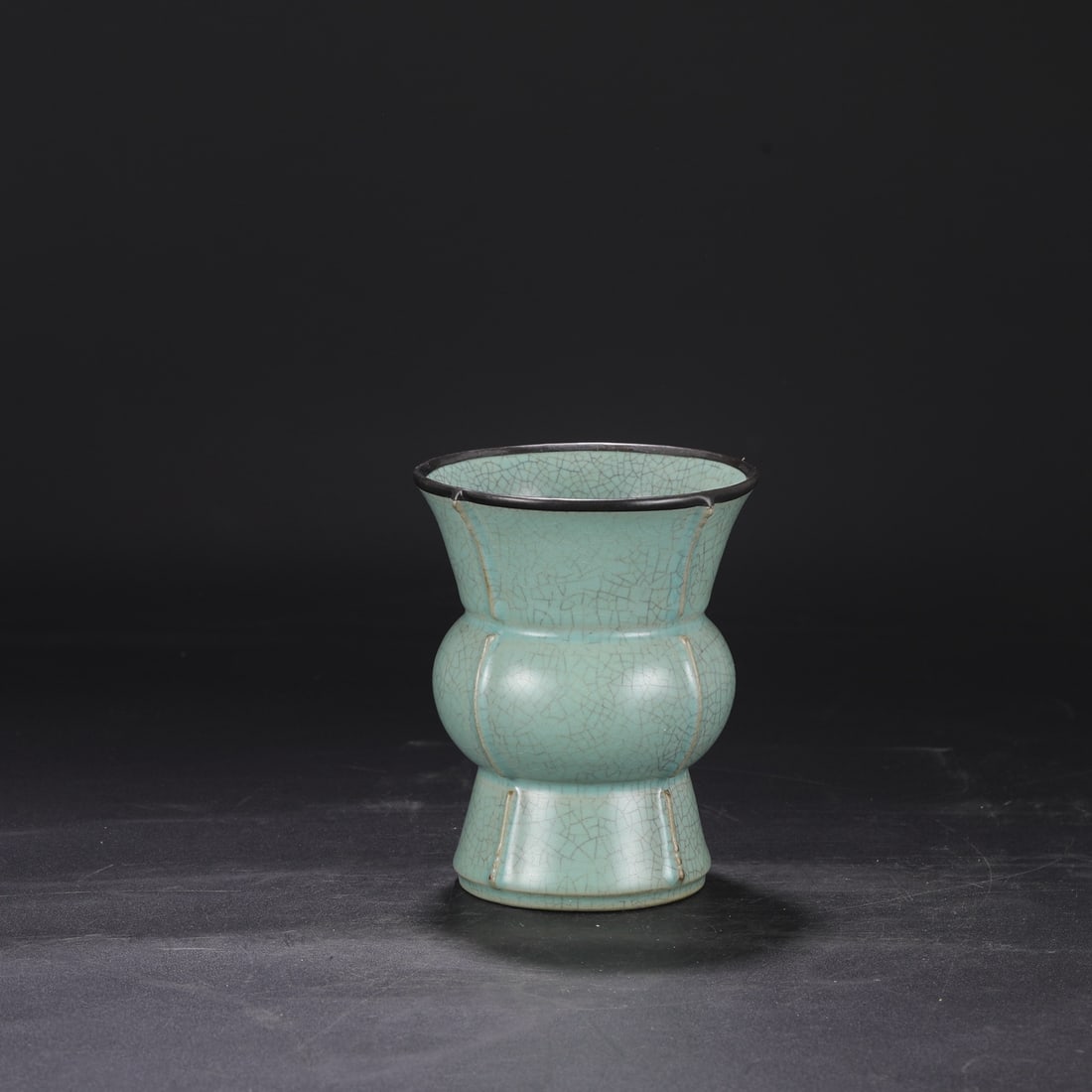 A Northern Song Dynasty Ru ware celadon-glazed silver-rimmed imperial porcelain vase with a large (1 of 7)