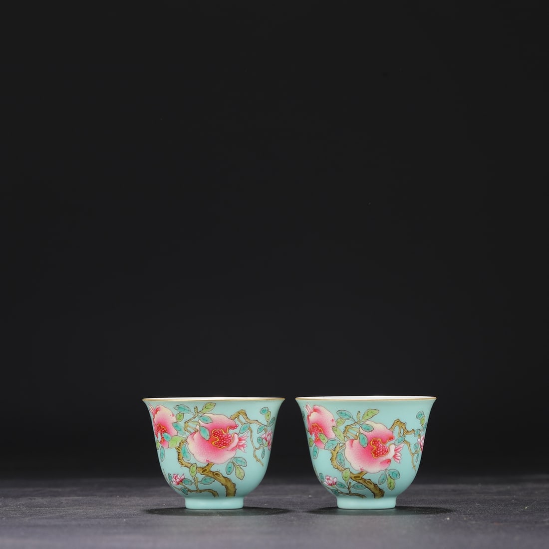 A pair of Qing Dynasty Yongzheng period enamel-painted bell-shaped cups with floral and fruit (1 of 6)
