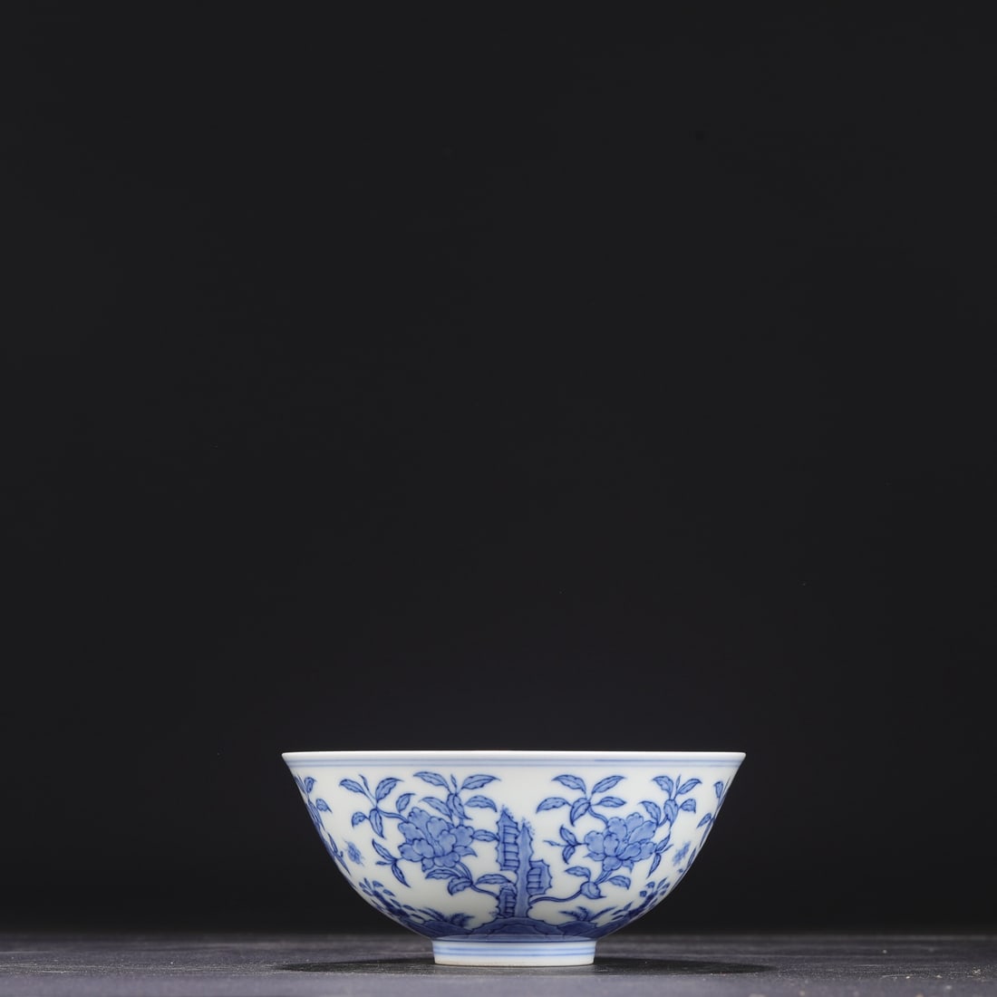 A Ming Dynasty Chenghua blue-and-white porcelain palace bowl with a landscape and floral design, (1 of 8)