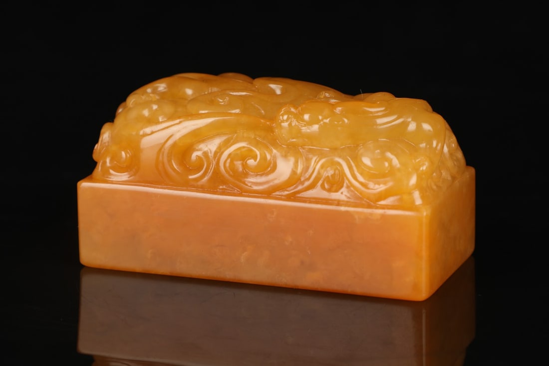 A Qing Dynasty (Qianlong period) Shoushan Tianhuang stone carved dragon paperweight, ! Made of (1 of 9)