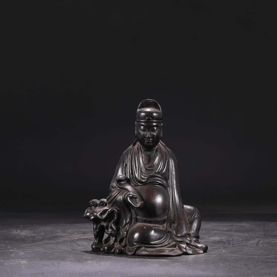A Qing Dynasty Qianlong period Zitan wood carved seated statue of Wenchang Dijun (God of Literature) (1 of 7)