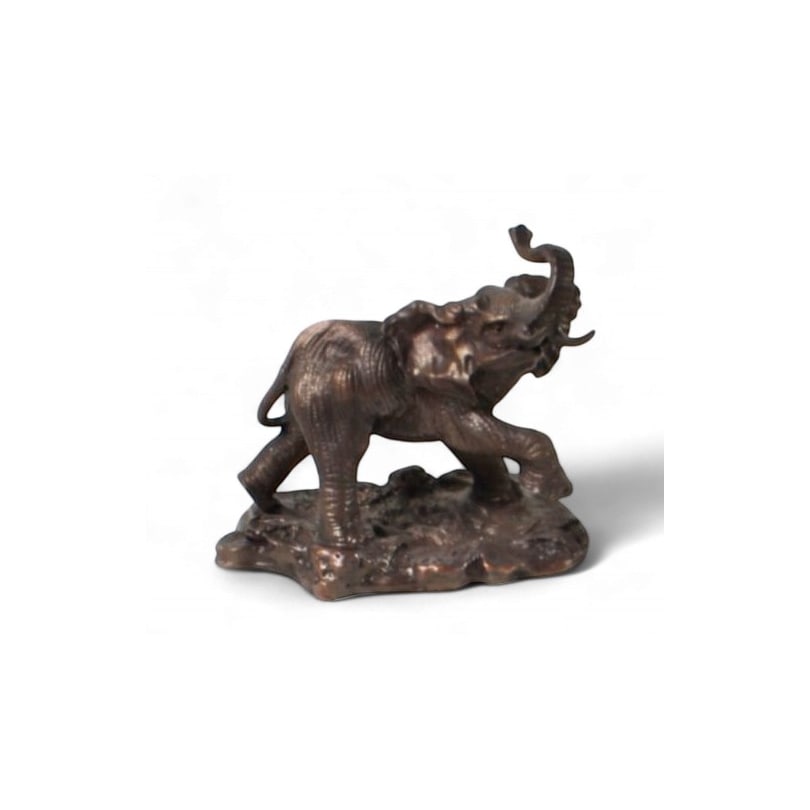 Bronze "African Elephant" by POLLAND: Bronze "Elephant" by Donald Polland (1932-2003), Franklin Mint editionOrigin: United StatesPeriod: 20th centuryMaterials: BronzeDimensions: Ht 12 x 13 x 7 cm