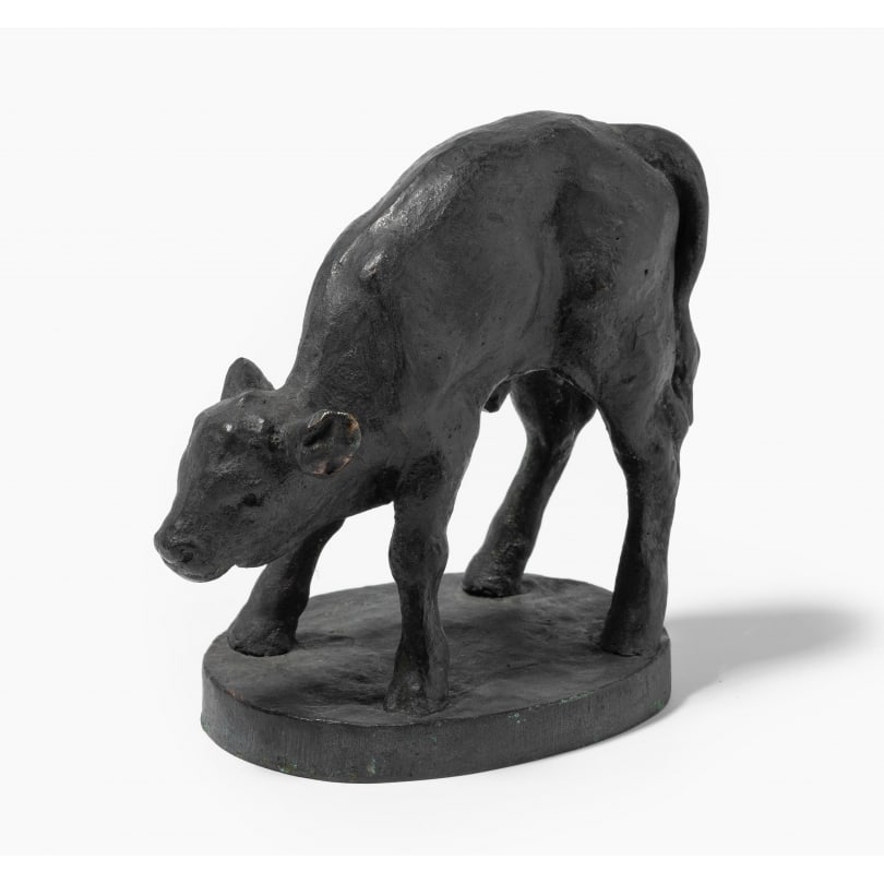 German Bronze calfskin signed F. BEST: Bronze calfskin signed F. BEST (Fritz -CRONBERG 1894-1980)Origin: GermanyPeriod: 20th centuryMaterials: BronzeDimensions: Ht 11 x 13 x 7 cm