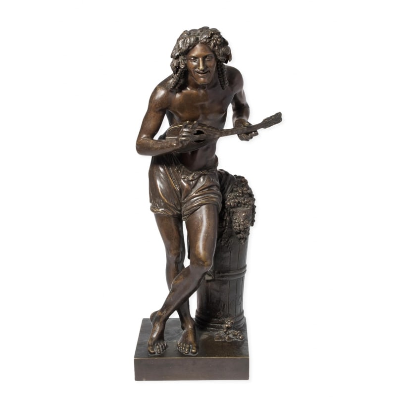 French 19th century Bronze "Harvester" signed DURET: Bronze sculpture "Harvester improvising on a comic subject (1839)" signed DURET (Francisque Joseph 1804-1865)Origin: FrancePeriod: 19th centuryMaterials: BronzeDimensions: Ht 44 x 20 x 20 cm