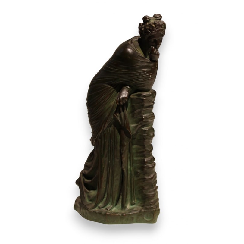 19th century Bronze "Polyhymnia" after the ancient: Bronze "Polyhymnia, daughter of Zeus" after the antique, Marked F. BARBEDIENNE founderProvenance Pastori CollectionOrigin: FrancePeriod: 19th centuryMaterials: BronzeDimensions: Ht 25 x 14 x 8 cm
