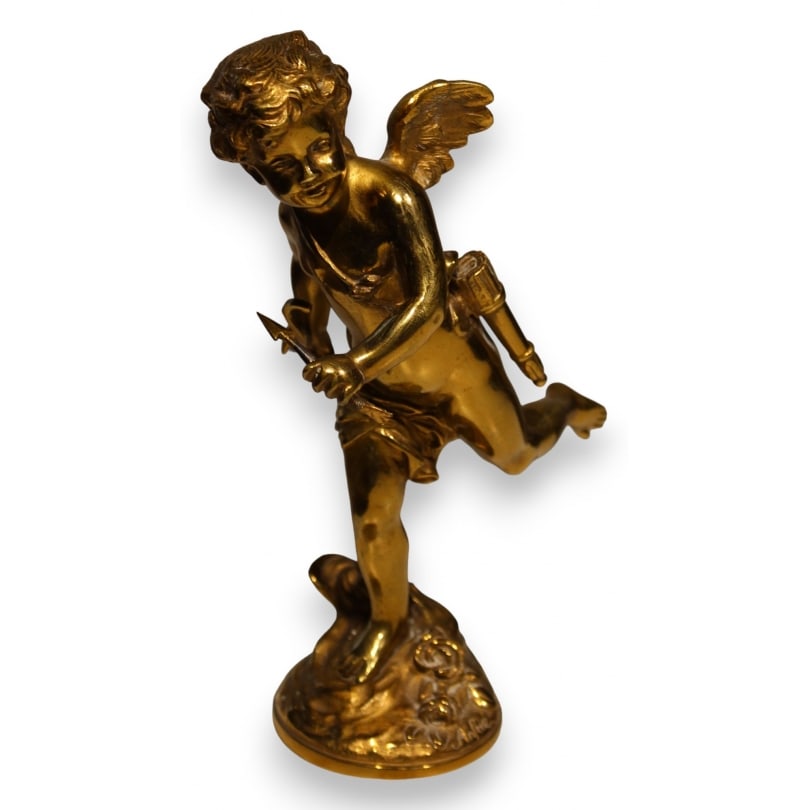 19th century Gilt bronze "Cupid" signed ANFRIE: Gilt bronze "Cupid" signed ANFRIE (Charles 1833-1905)Origin: FrancePeriod: 19th centuryMaterials: Gilded bronzeDimensions: Ht 22 x 15 x 9 cm