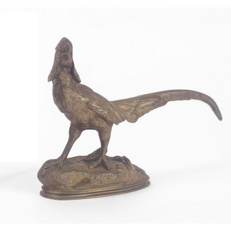 19th century Bronze "Golden Pheasant" after MENE: Bronze "Golden Pheasant" after MENEOrigin: FrancePeriod: 19th centuryMaterials: BronzeDimensions: Ht 13.5 x 21 x 5 cm