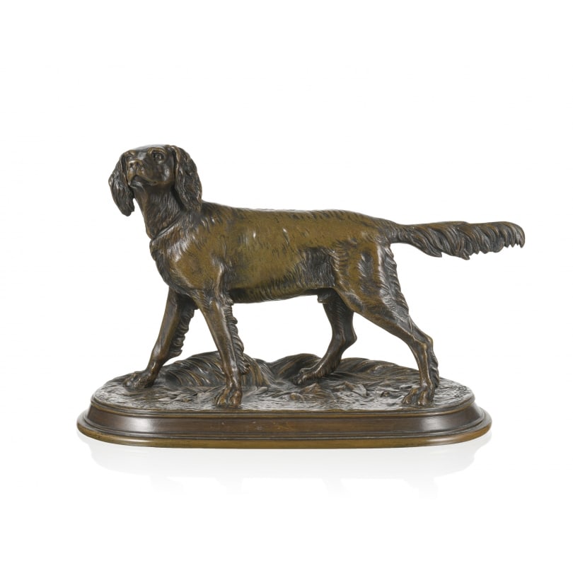 French 19th century Bronze "Setter" signed J. BENNES (1 of 5)