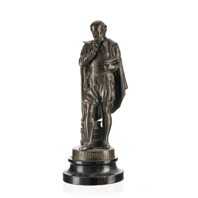 19th century Bronze Shakespeare signed ADAM: Bronze Shakespeare signed ADAM on the terrace, on a molded base of blackened woodOrigin: EnglandPeriod: 19th centuryMaterials: BronzeDimensions: Height 36 x Diameter 13.5 cm