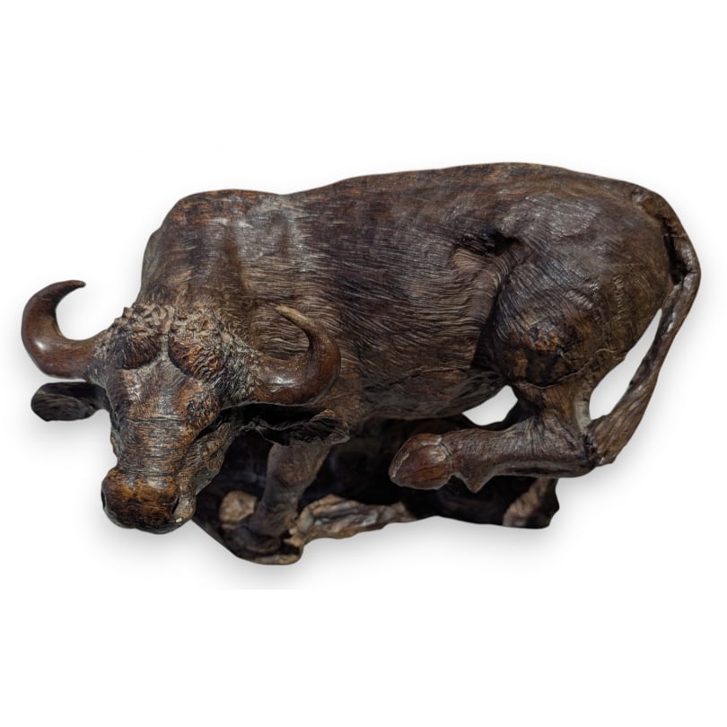 20th century Carved wooden buffalo (1 of 1)