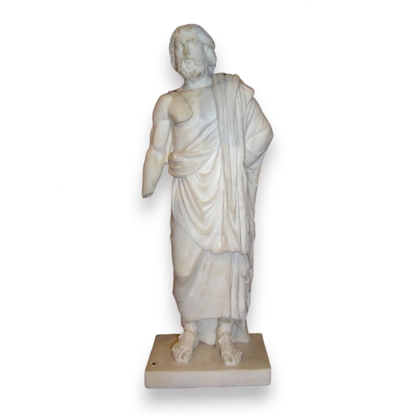 19th century White marble statue, head from the Greek period: White marble statue, head from the Greek periodOrigin: GreecePeriod: 19th centuryMaterials: MarbleDimensions: Ht 45 x 15 x 12 cm