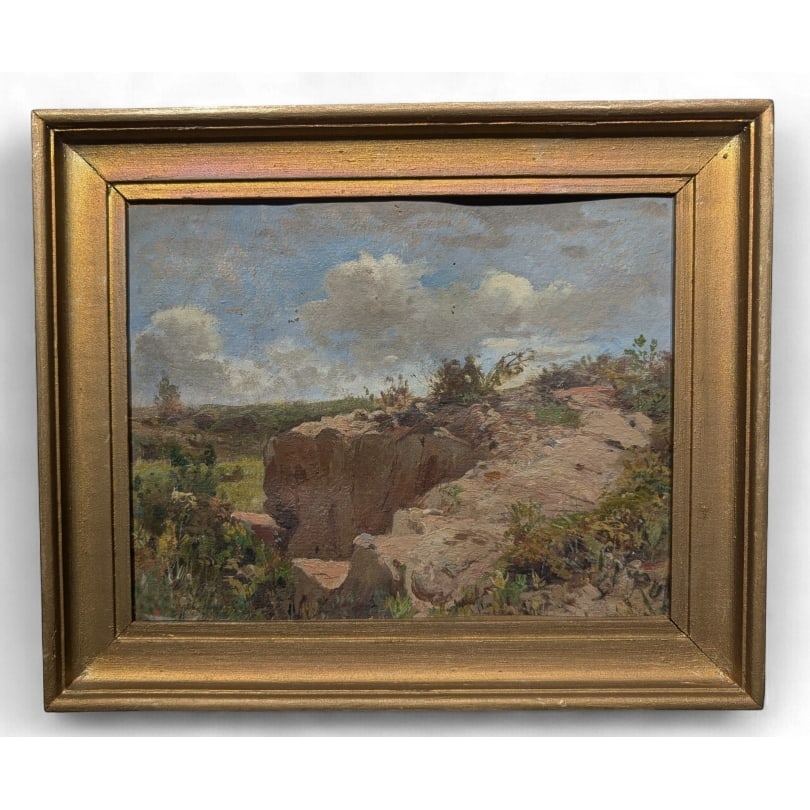 Swiss 20th century Painting "Rock" signed: Oil on wood "Rock" signedOrigin: SwitzerlandPeriod: 20th centuryMaterials: Oil on woodDimensions: Ht 26 x 32 cm
