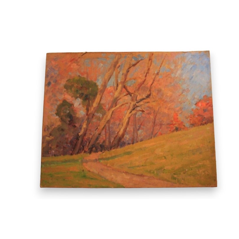 Swiss Oil on panel "Path March 1921": Oil on panel "Chemin mars1921" Switzerland monogrammed on the back PS (Paul SOKOLOFF 1873-1968)Origin: SwitzerlandPeriod: 20th centuryMaterials: Oil on panelDimensions: Ht 24 x 30 cm