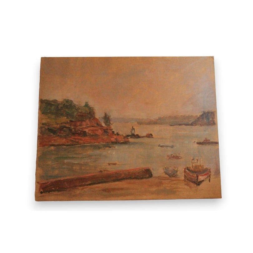 20th century Oil on panel "Ile Bréa Brittany": Oil on panel “Ile Bréa Bretagne” by Paul SOKOLOFF (1873-1968)Origin: SwitzerlandPeriod: 20th centuryMaterials: Oil on panelDimensions: Ht 24 x 30 cm