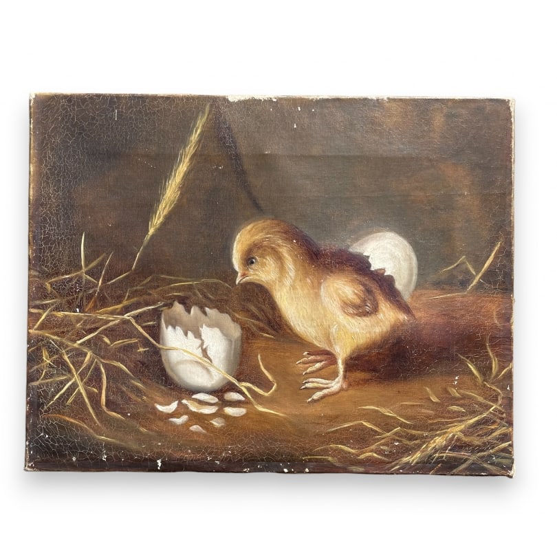 German 19th century Painting "Chick" (1 of 3)