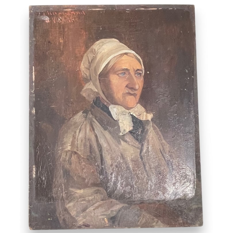 19th century Painting "Portrait of a Woman" signed: Oil on wood "Portrait of a woman to Hermann Borel" signed A. VIANELLI (Achille 1803-1894)Origin: SwitzerlandPeriod: 19th centuryMaterials: Oil on woodDimensions: Ht 35 x 26 cm