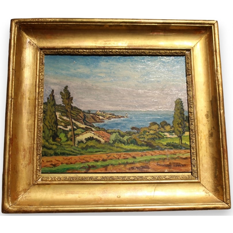 Painting "Sanary" signed CH HÉBERT: Oil on cardboard "Sanary" signed CH HÉBERT (Pierre Charles 1885-1965)Origin: FrancePeriod: 20th centuryMaterials: Oil on cardboardDimensions: Ht 19 x 23 cmFrame dimensions: Ht 30 x 33 cm