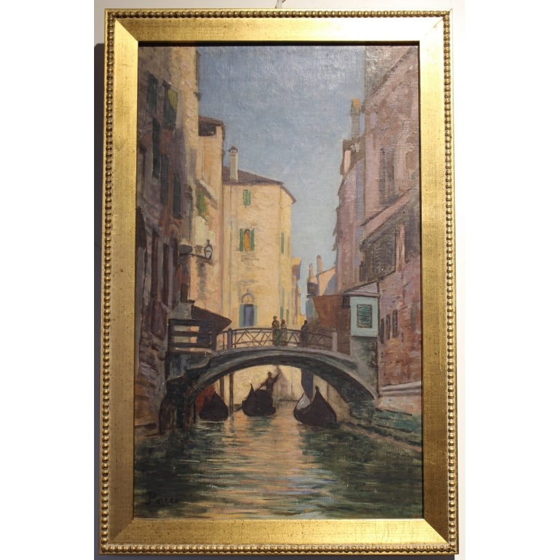 French Painting "Venice" signed POTTER: Oil on canvas "Venice" signed POTTEROrigin: FrancePeriod: 20th centuryMaterials: Oil on canvasDimensions: Ht 45 x 27 cm.Frame dimensions: Ht 52 x 33 cm.