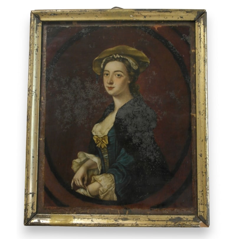 19th century Fixed under glass, "portrait": Fixed under glass, "portrait"Origin: ItalyPeriod: 19th centuryMaterials: Oil under glassDimensions: Ht 33 x 28 cm