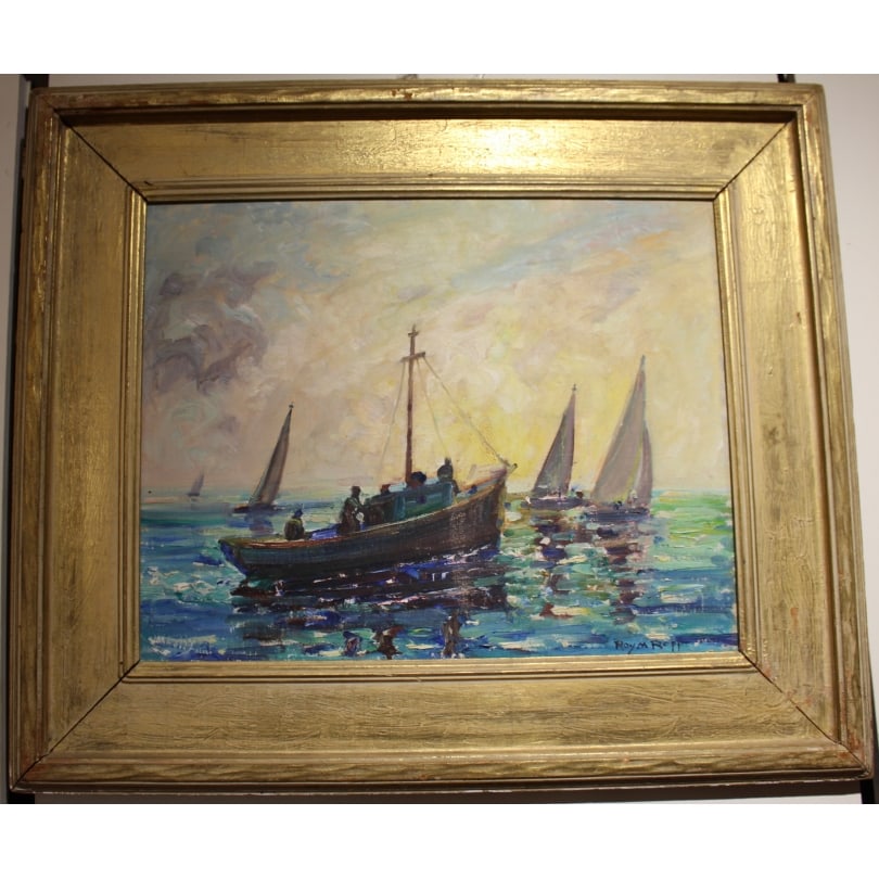 Painting "Newport" signed Roy M. ROPP: Oil on canvas mounted on cardboard "Newport" signed Roy M. ROPP (1888-1974)Origin: United StatesPeriod: 20th centuryMaterials: Oil on canvas mountedDimensions: Ht 39 x 50 cmFrame dimensions: Ht 61 x 7