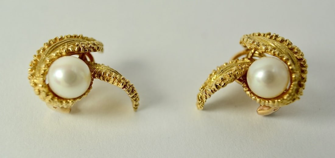 Gold and Pearl Earrings, France, Circa 1960 (1 of 9)