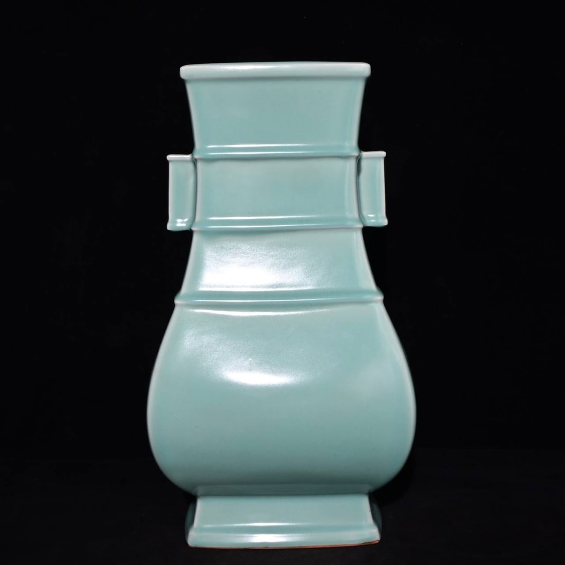 Large A Song Dynasty Longquan ware vase with tubular handles: A Song Dynasty Longquan ware vase with tubular handle , 40.5 x 22.5 cm high.