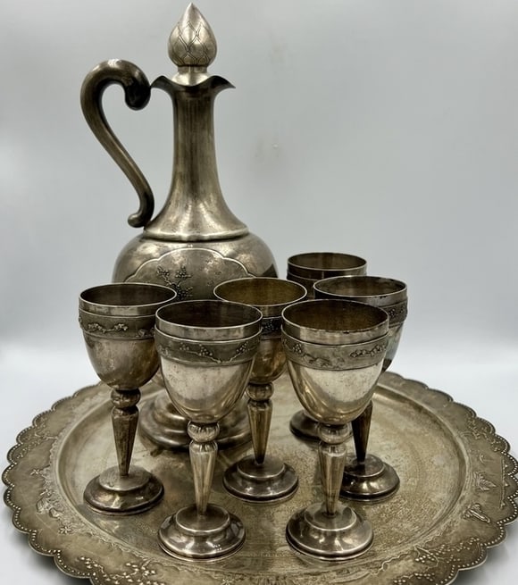 Soviet Russian Silver Liqueur Set 875: Weight: 939.55g