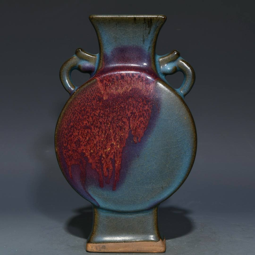 Jun ware double-eared flat bottle - 3
