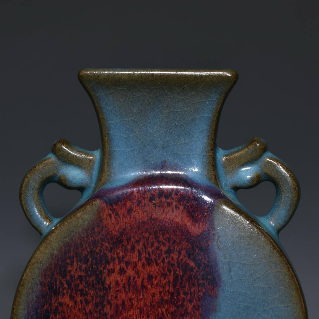 Jun ware double-eared flat bottle - 4