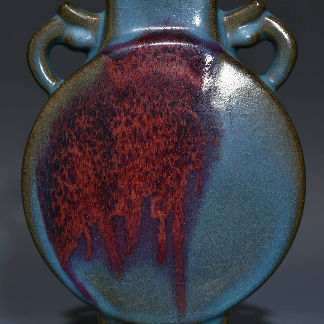 Jun ware double-eared flat bottle - 6